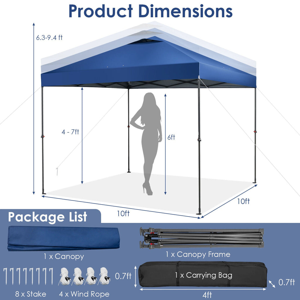 10 x 10 Feet Foldable Outdoor Instant Pop-up Canopy with Carry Bag