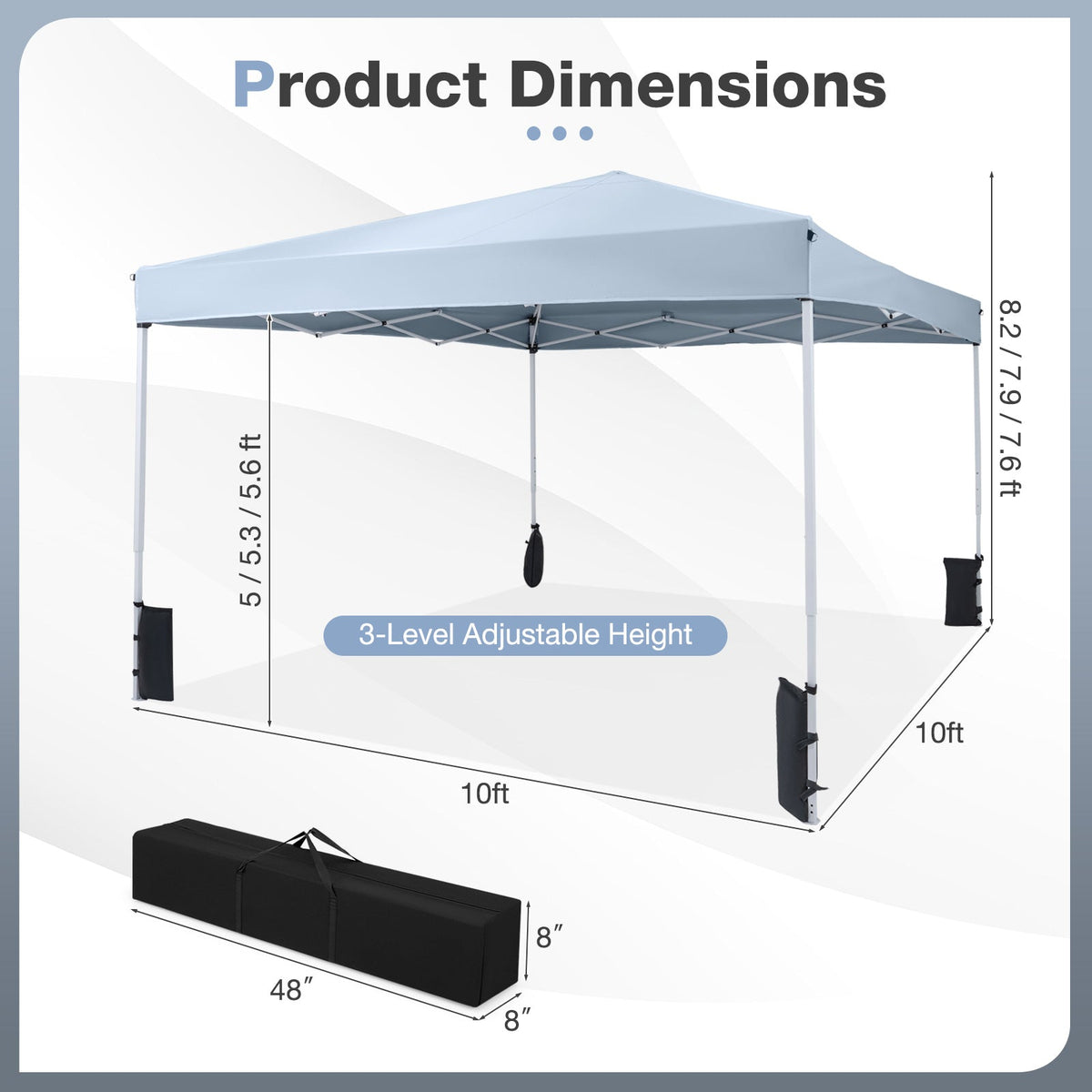10 x 10 Feet Pop up Canopy Tent with Carrying Bag and 4 Sandbags