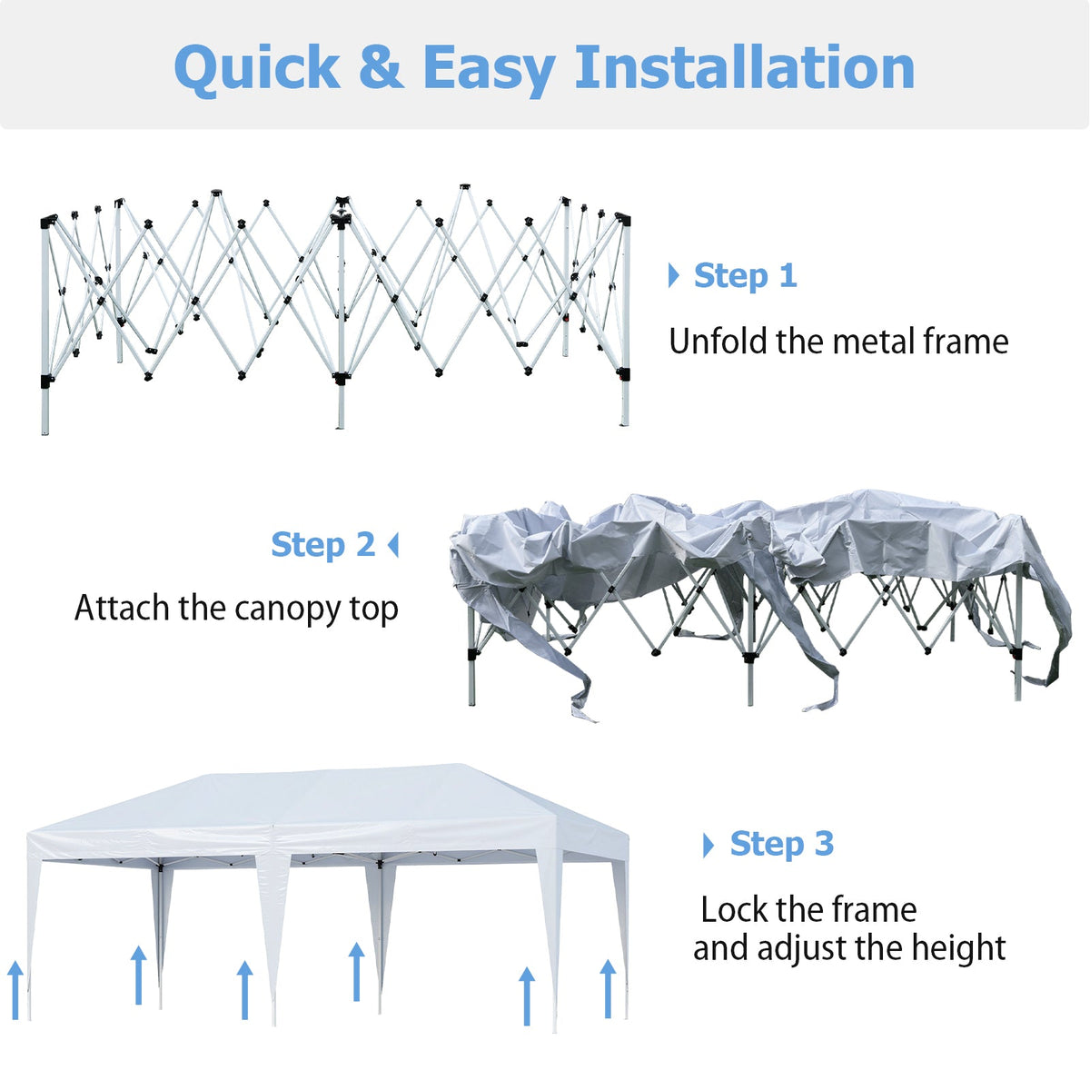 10 x 20 FT Pop up Canopy Tent with Carry Bag for Party BBQ-White