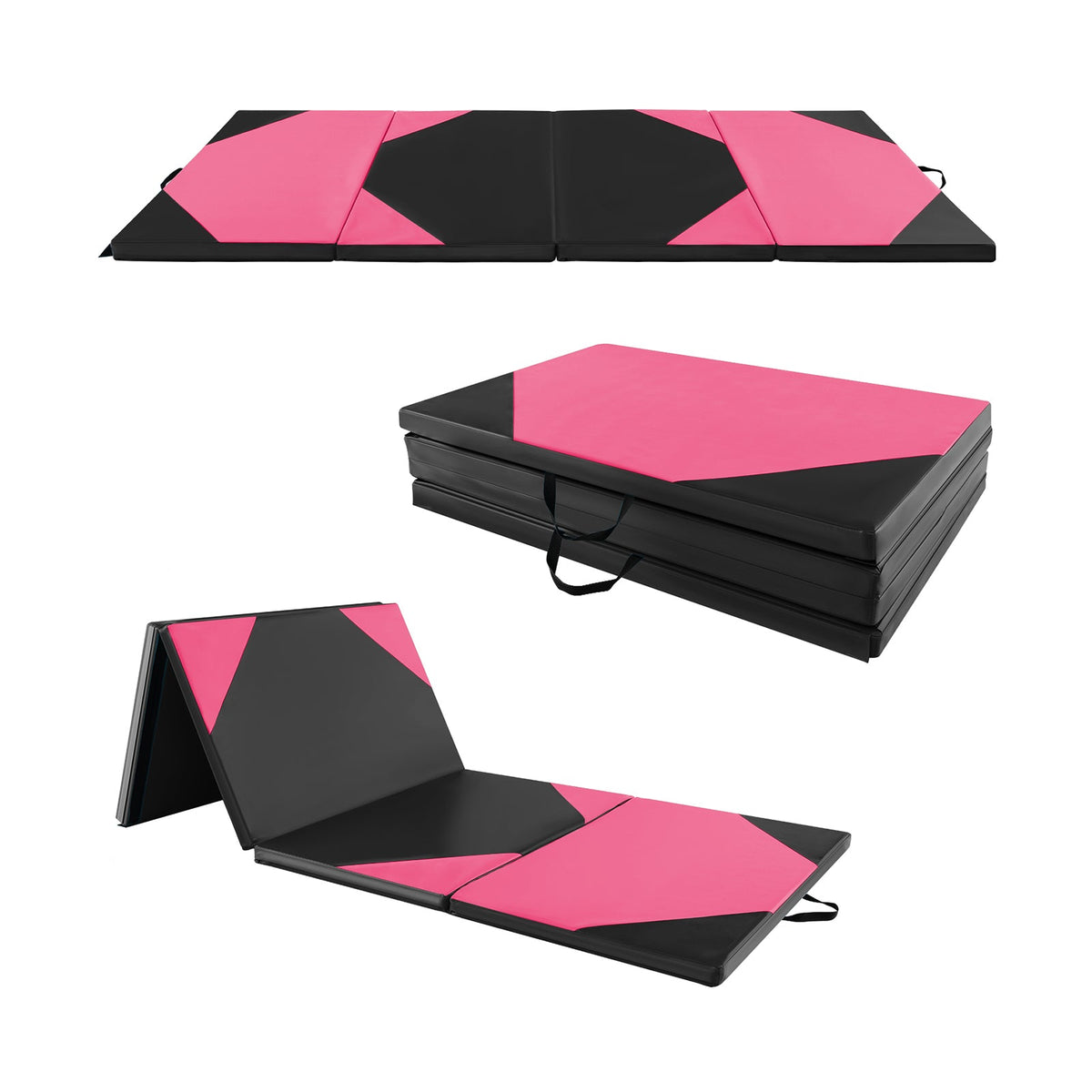 10 Feet x 4 Feet x 2 Inch Folding Exercise Mat with Hook and Loop Fasteners