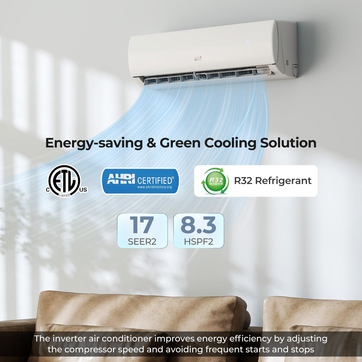 11500 BTU 208/230V Mini Split Air Conditioner and Heater Pump System