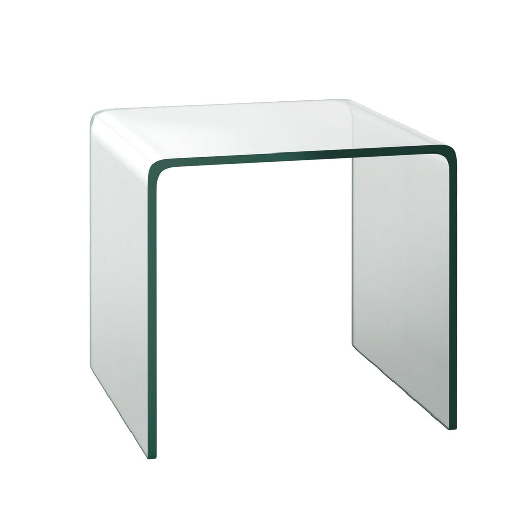 18 x 18 x 16 Inch Tempered Waterfall End Table with non-Slip Pad