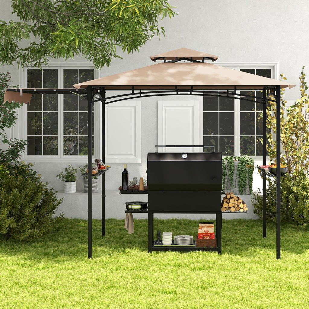 11 x 5 FT Grill Gazebo with Side Awning and Double-Tiered Top