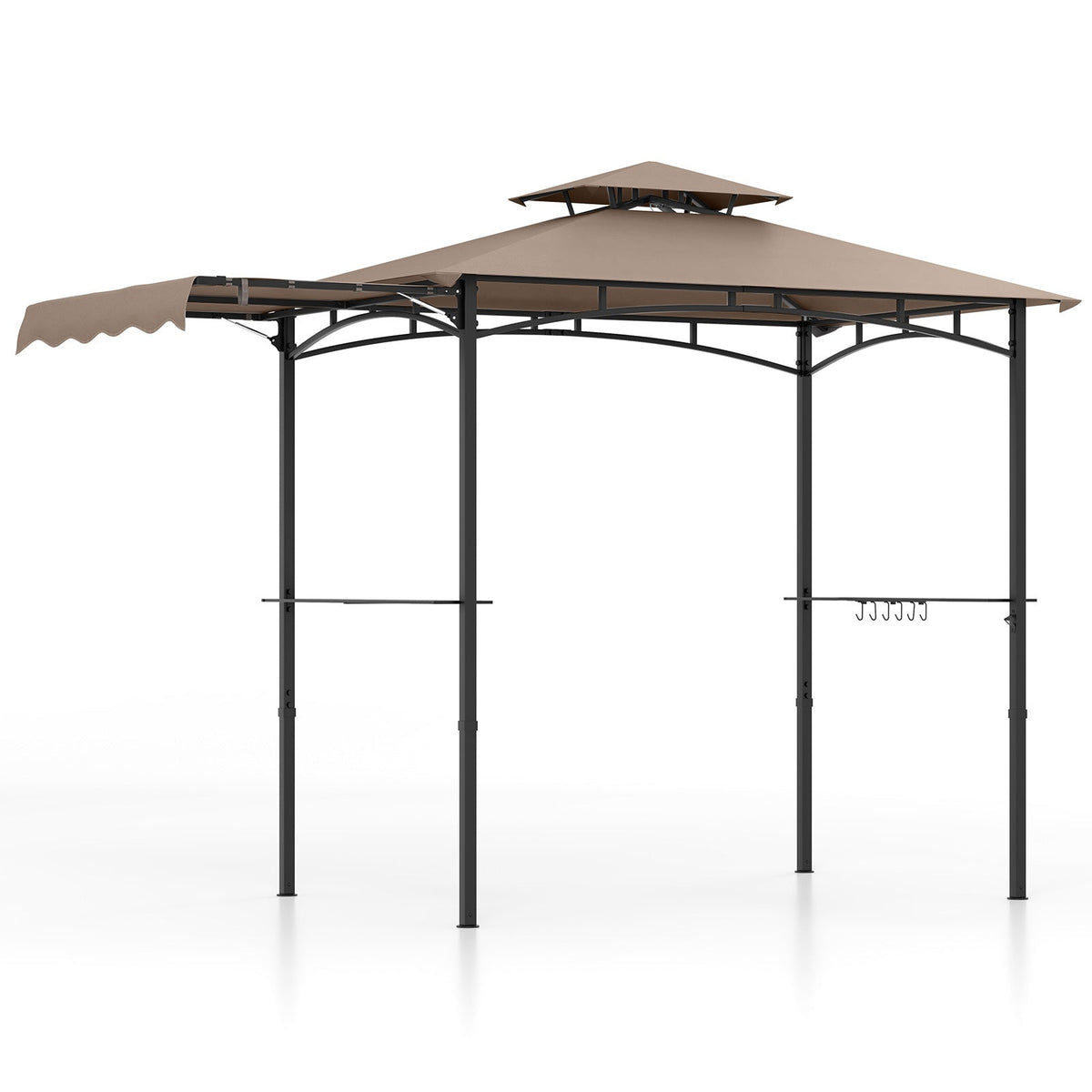 11 x 5 FT Grill Gazebo with Side Awning and Double-Tiered Top
