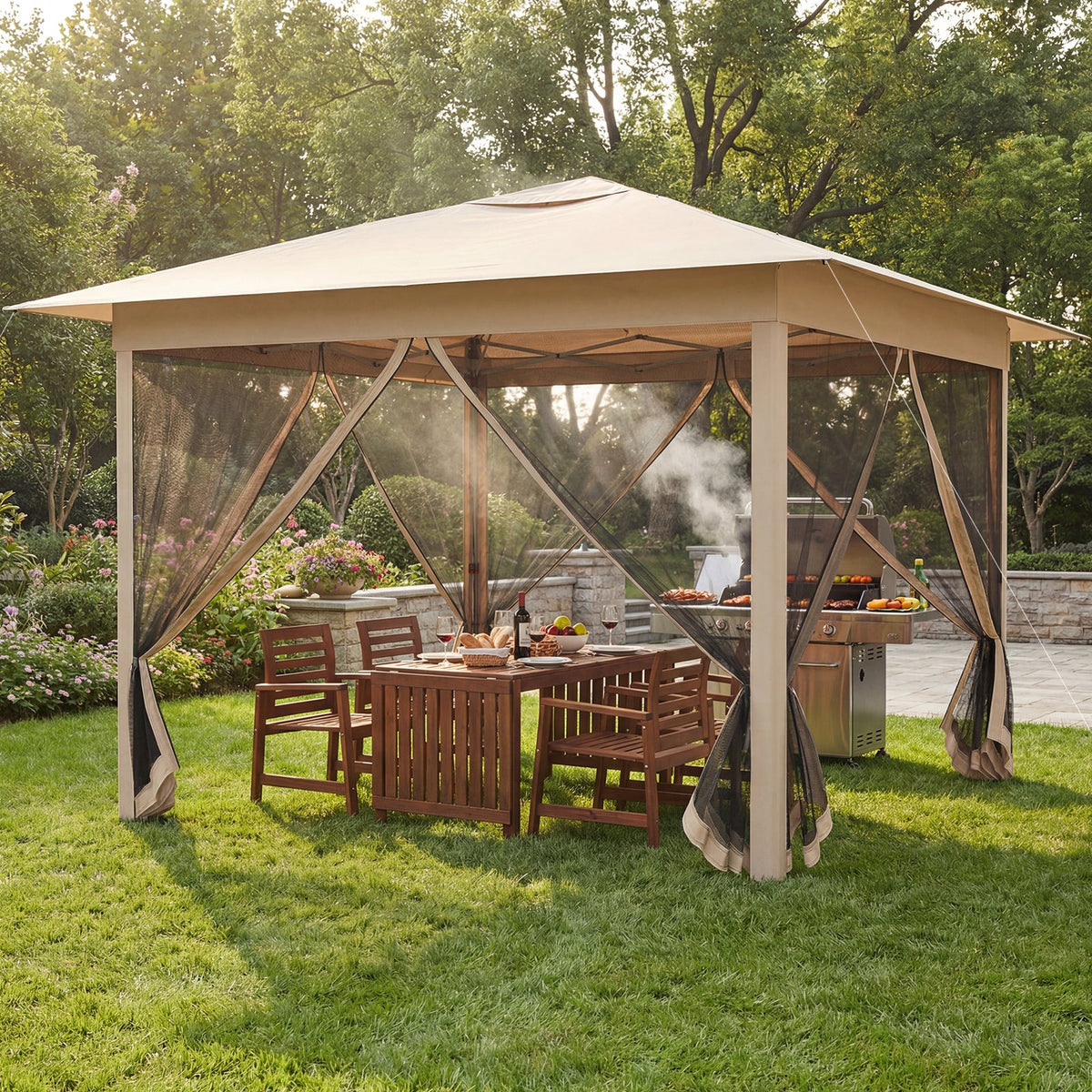 11.5 x 11.5 FT Pop-up Canopy Instant One-Person Setup with Mesh Screen Netting