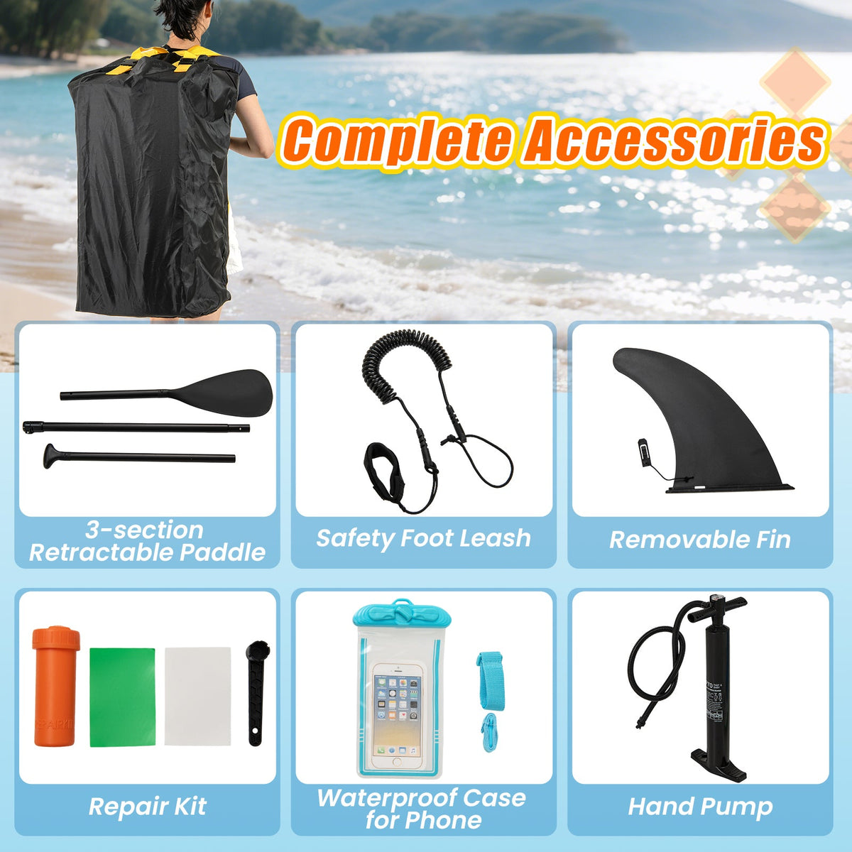 11 Feet Premium SUP Inflatable Stand Up Paddle Board with Accessories for Youth Adults-L