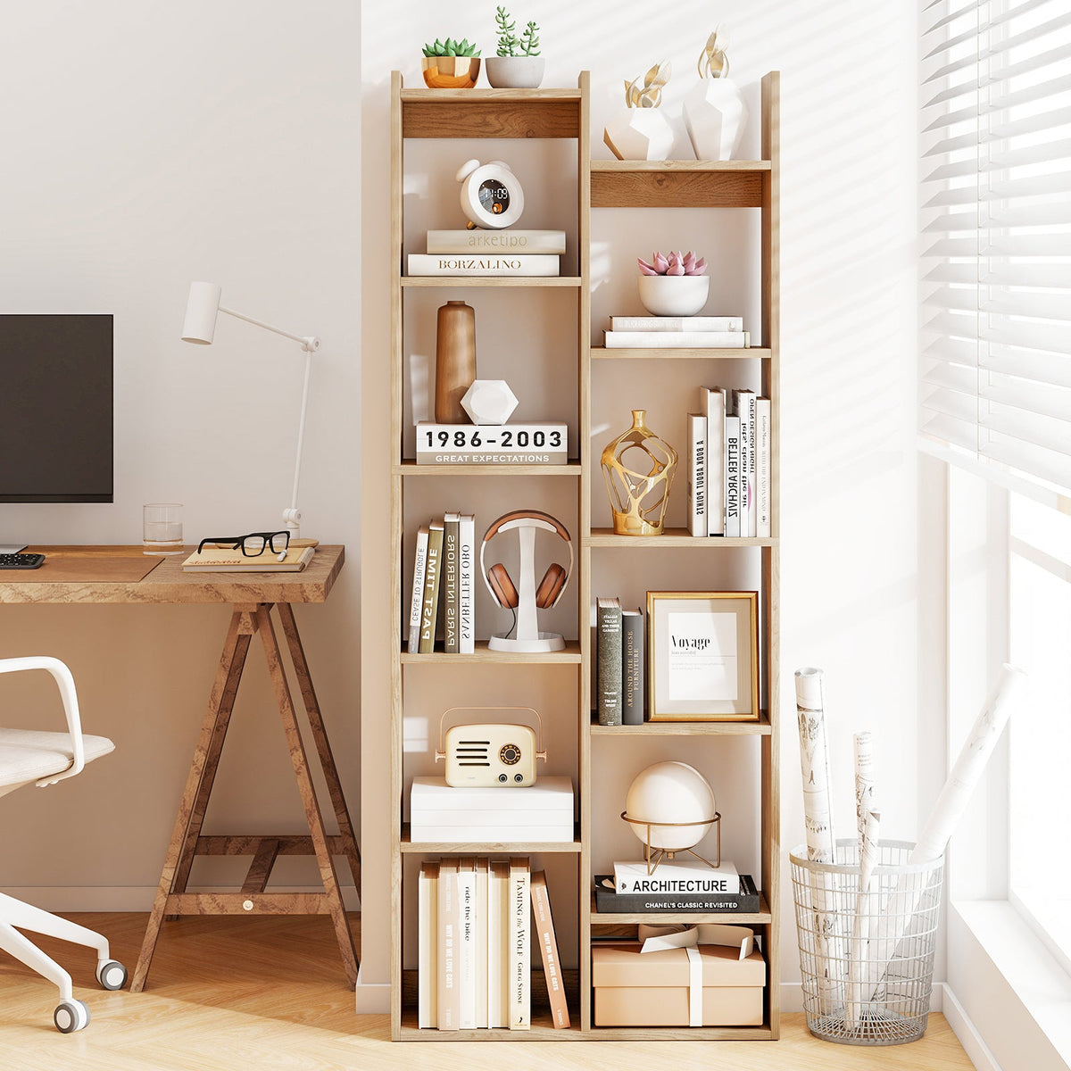 11-Tier Modern Book Organizer Bookcase with Anti-Tipping Kits