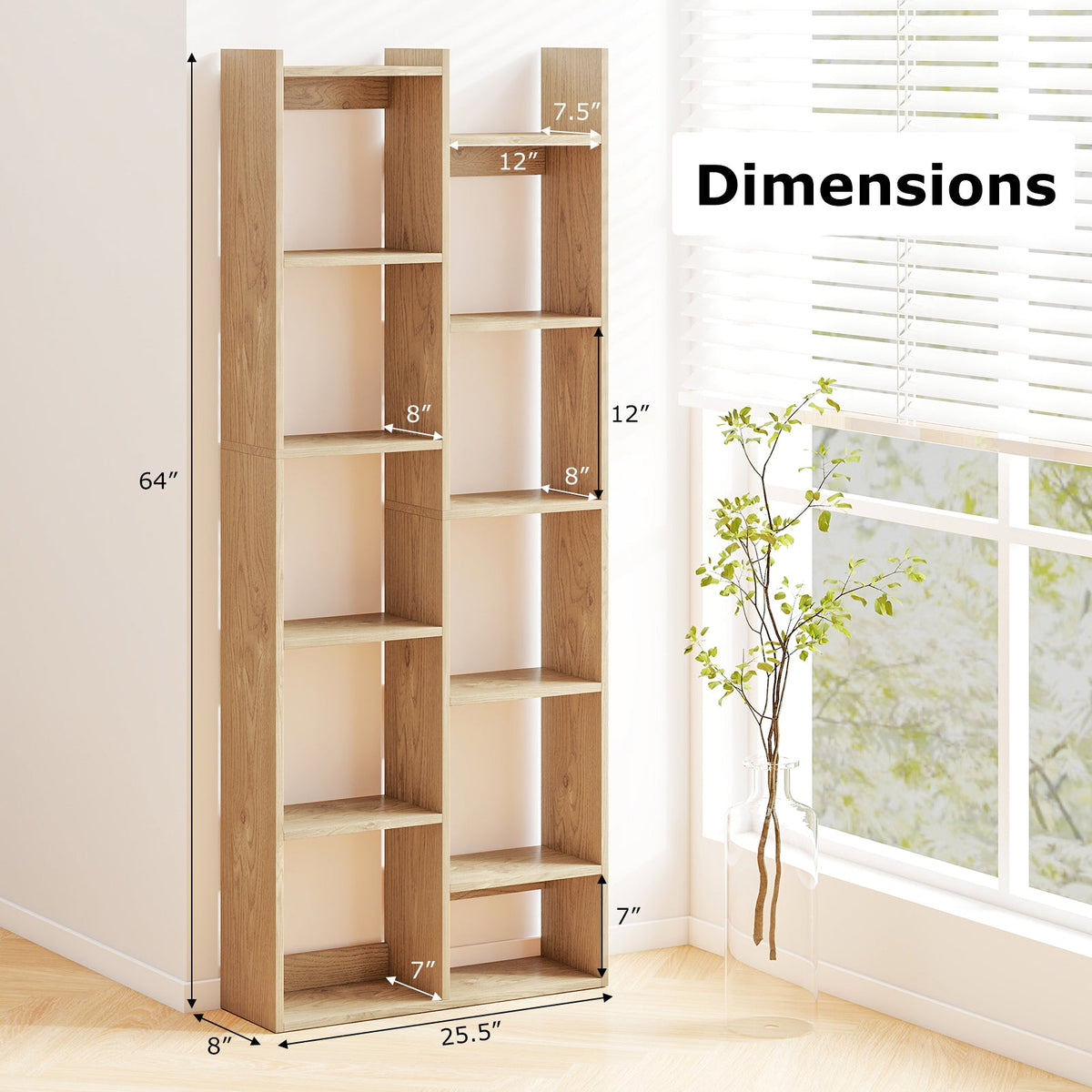 11-Tier Modern Book Organizer Bookcase with Anti-Tipping Kits