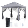11 x 11 Feet 2-Tier Pop-Up Gazebo Tent Portable Canopy Shelter Carry Bag Mesh
