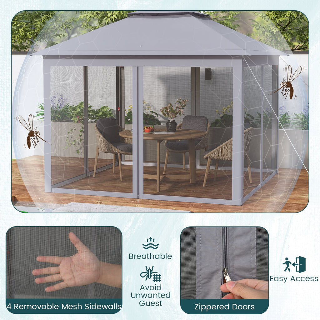 11 x 11 Feet 2-Tier Pop-Up Gazebo Tent Portable Canopy Shelter Carry Bag Mesh