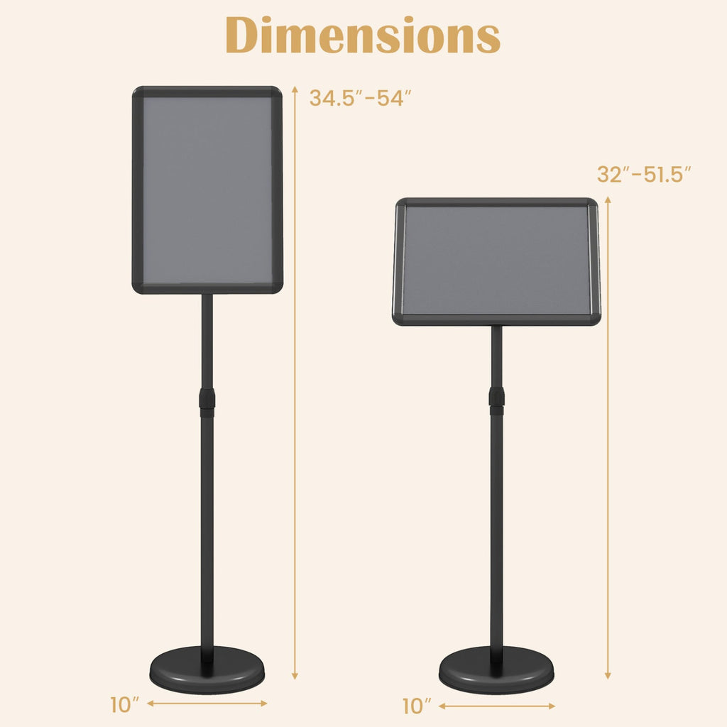 11x17 Adjustable Height Sign Holder Stand with Snap Frame
