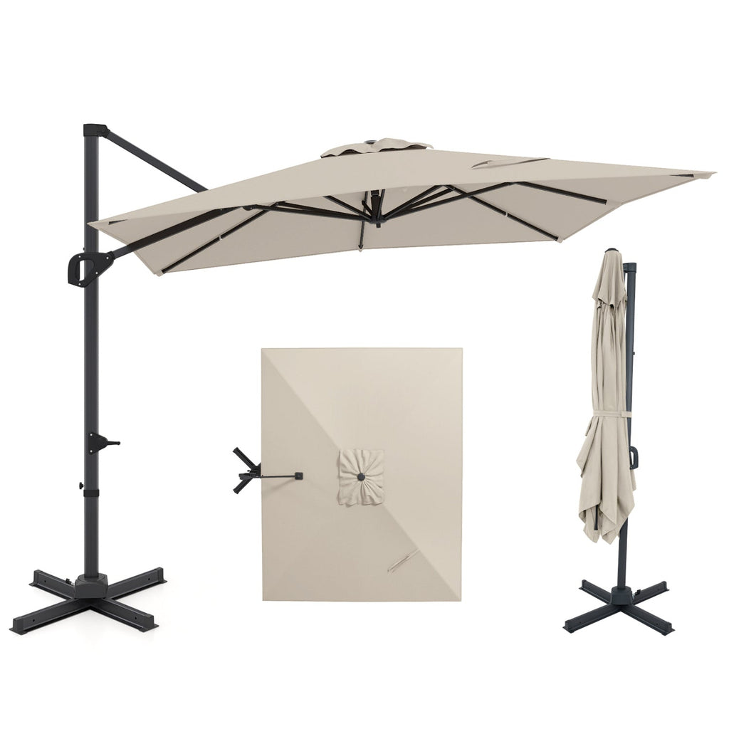 11 x 9 FT Cantilever Patio Umbrella with 360° Rotation and Easy Tilt Adjustment