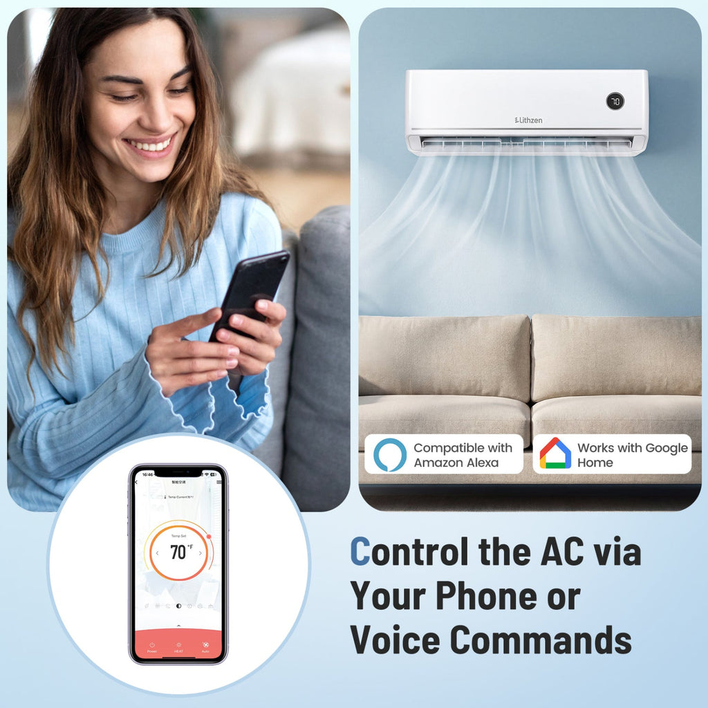 12000 BTU 18.1 SEER2 115V Mini Split Air Conditioner Works with Alexa