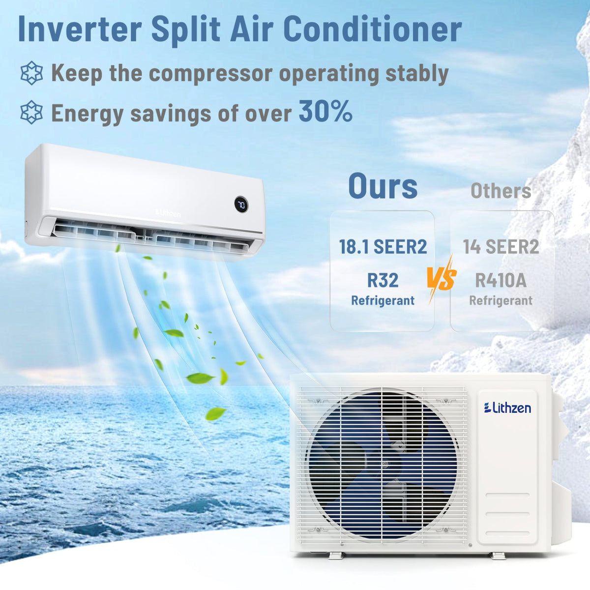 12000 BTU 18.1 SEER2 115V Mini Split Air Conditioner Works with Alexa