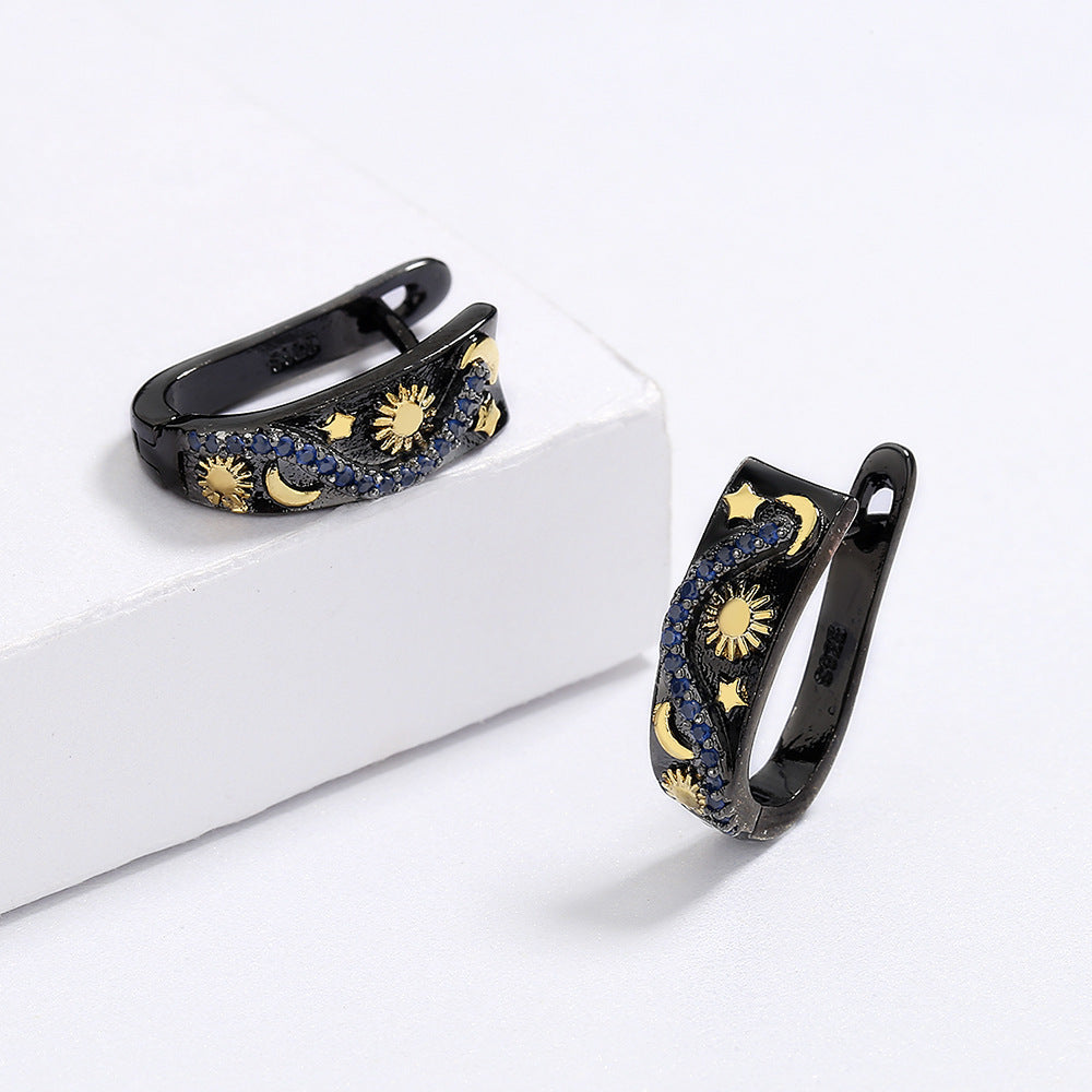 Exquisite Womens Star And Moon Earrings