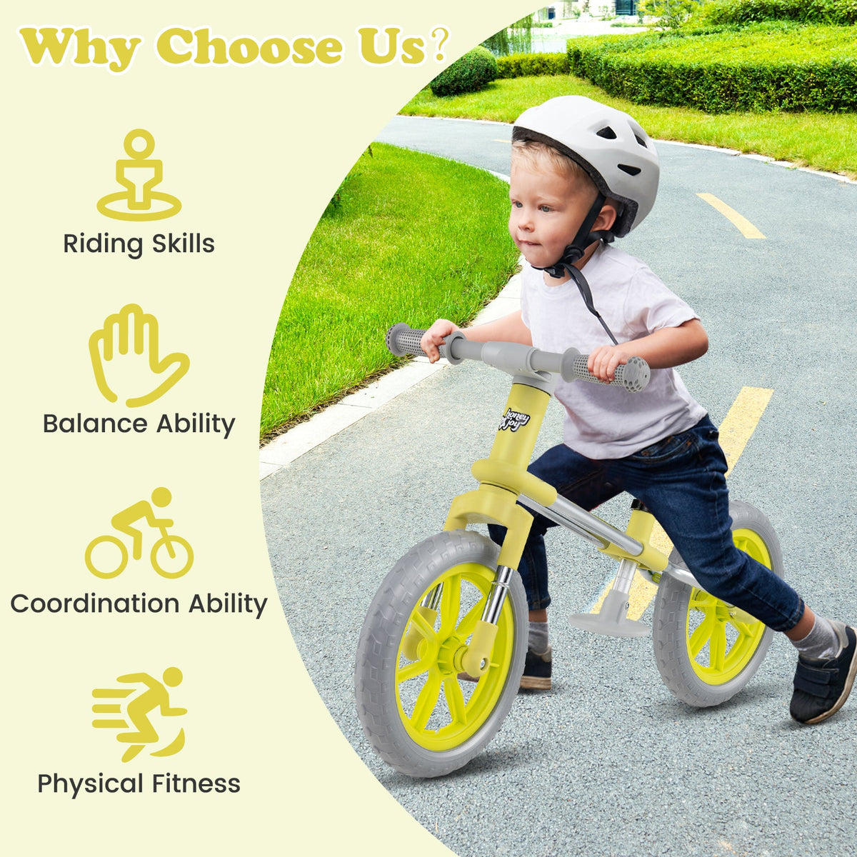 12 Inch Balance Bike with Adjustable Seat and Rotatable Handlebar