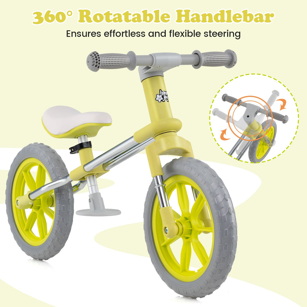 12 Inch Balance Bike with Adjustable Seat and Rotatable Handlebar
