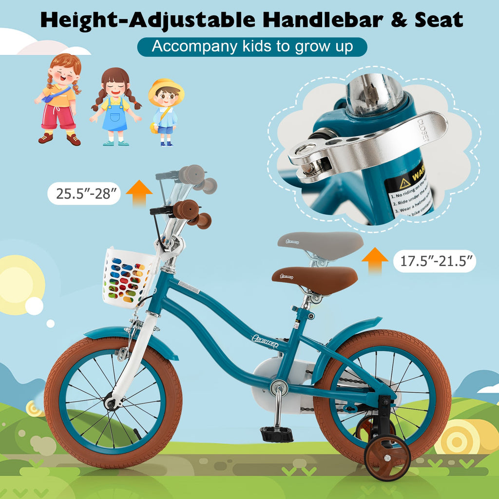 12 Inch Kids Bike Adjustable with Removable Basket for 3-4 Years Old-12 inches