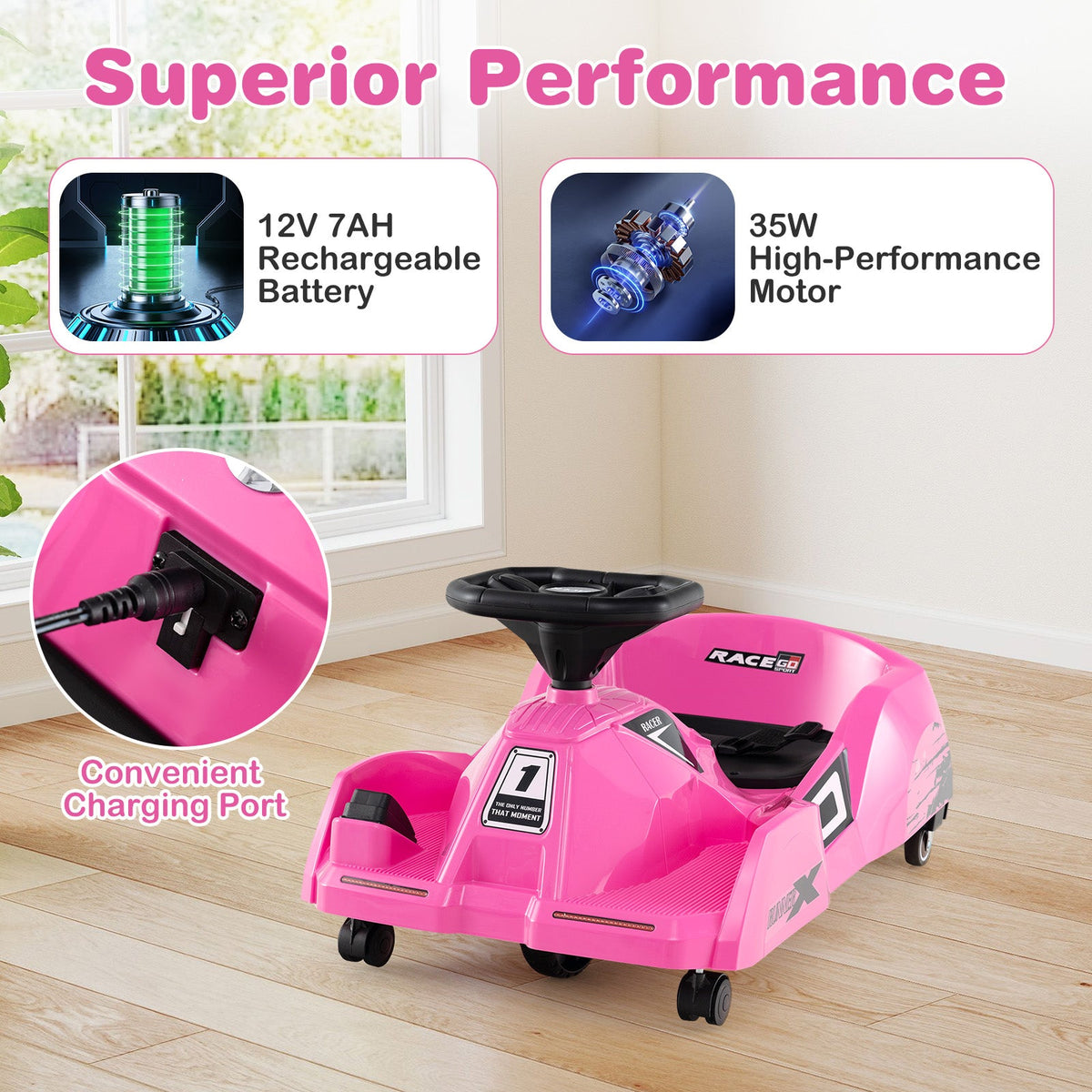 12V Electric Cleaning Go Kart with Detachable Mop and Remote Control