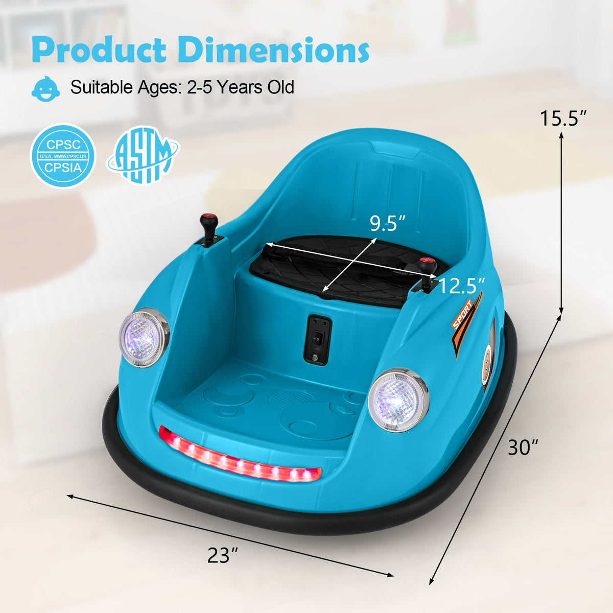 12V Electric Kids Ride on Bumper Car Battery Powered Bumping Car with Remote Control