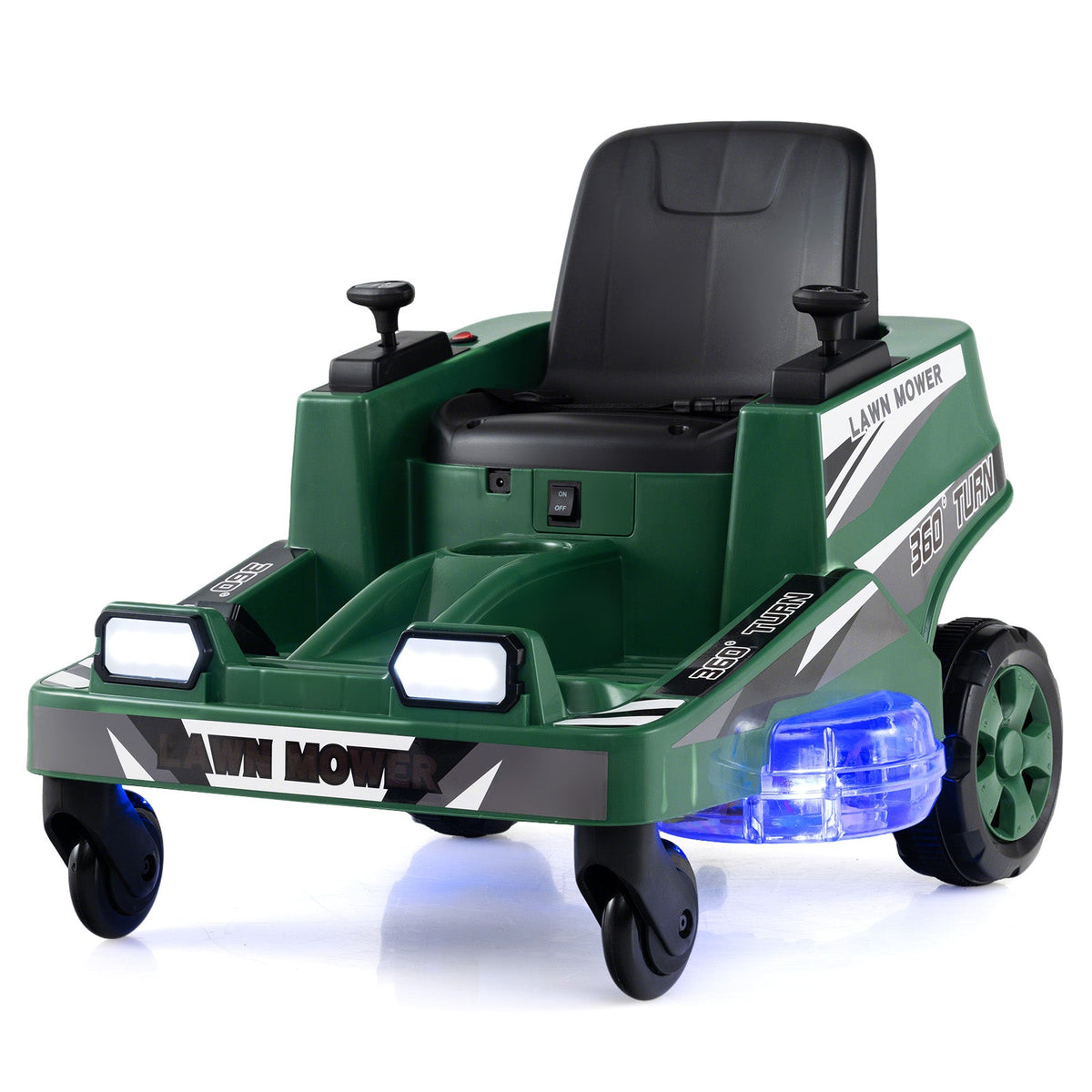 12V Ride on Lawn Mower for Kids with Dual Control Sticks and LED Lights