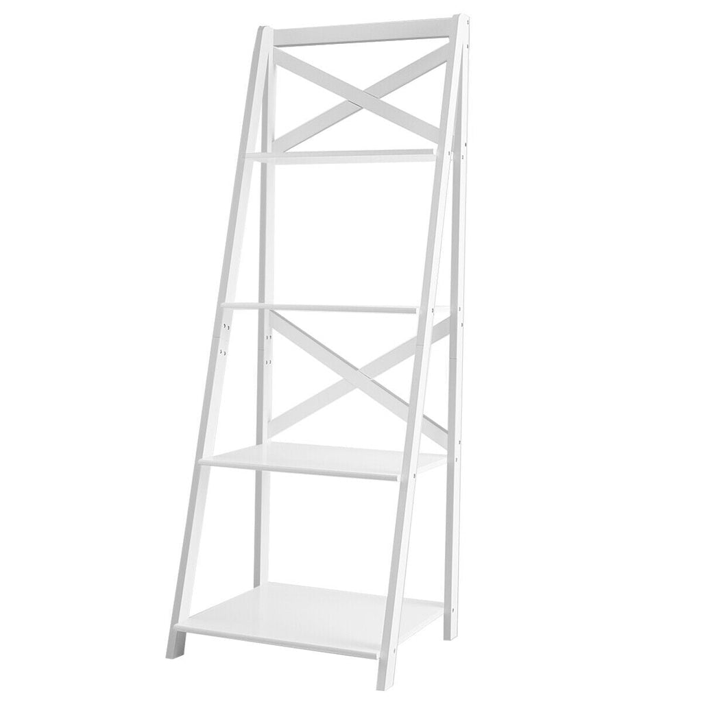2 Pieces 4-Tier Wood Display Storage Bookshelf Set