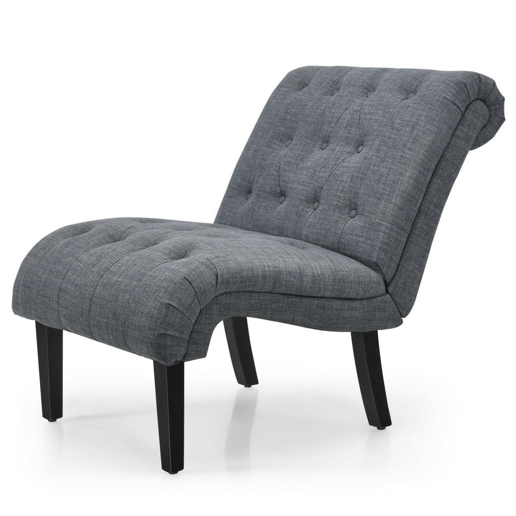 Cotton Linen Fabric Armless Accent Chair with Adjustable Foot Pads