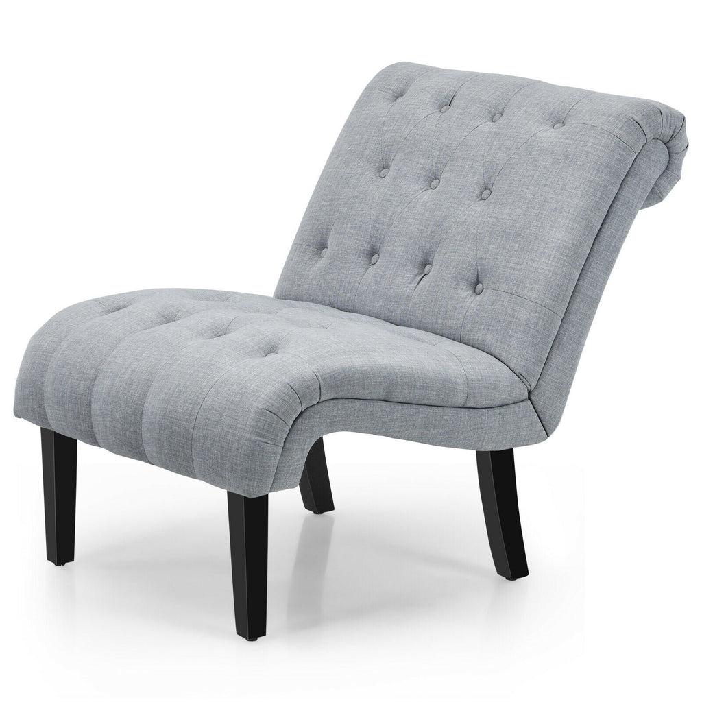 Cotton Linen Fabric Armless Accent Chair with Adjustable Foot Pads