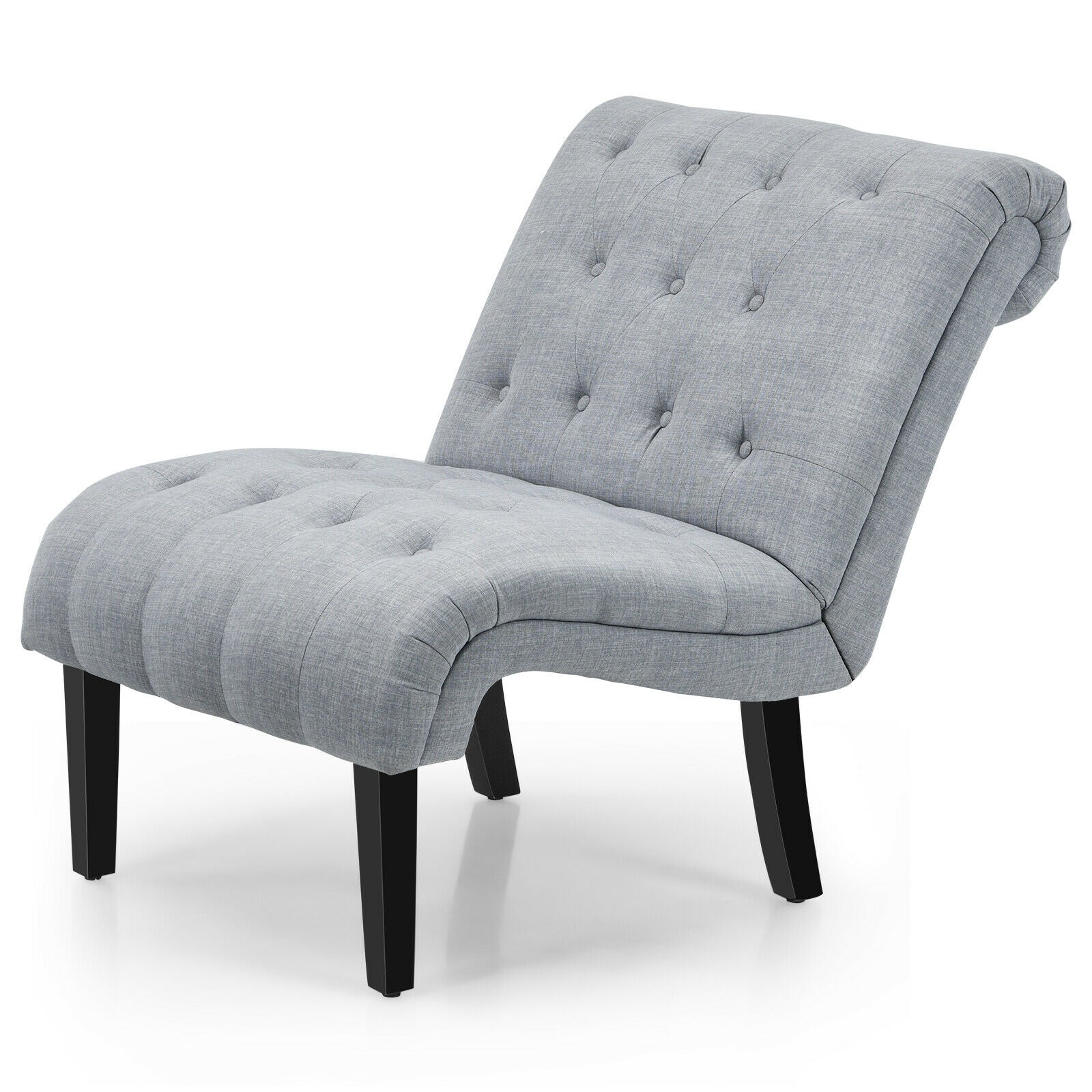 Cotton Linen Fabric Armless Accent Chair with Adjustable Foot Pads