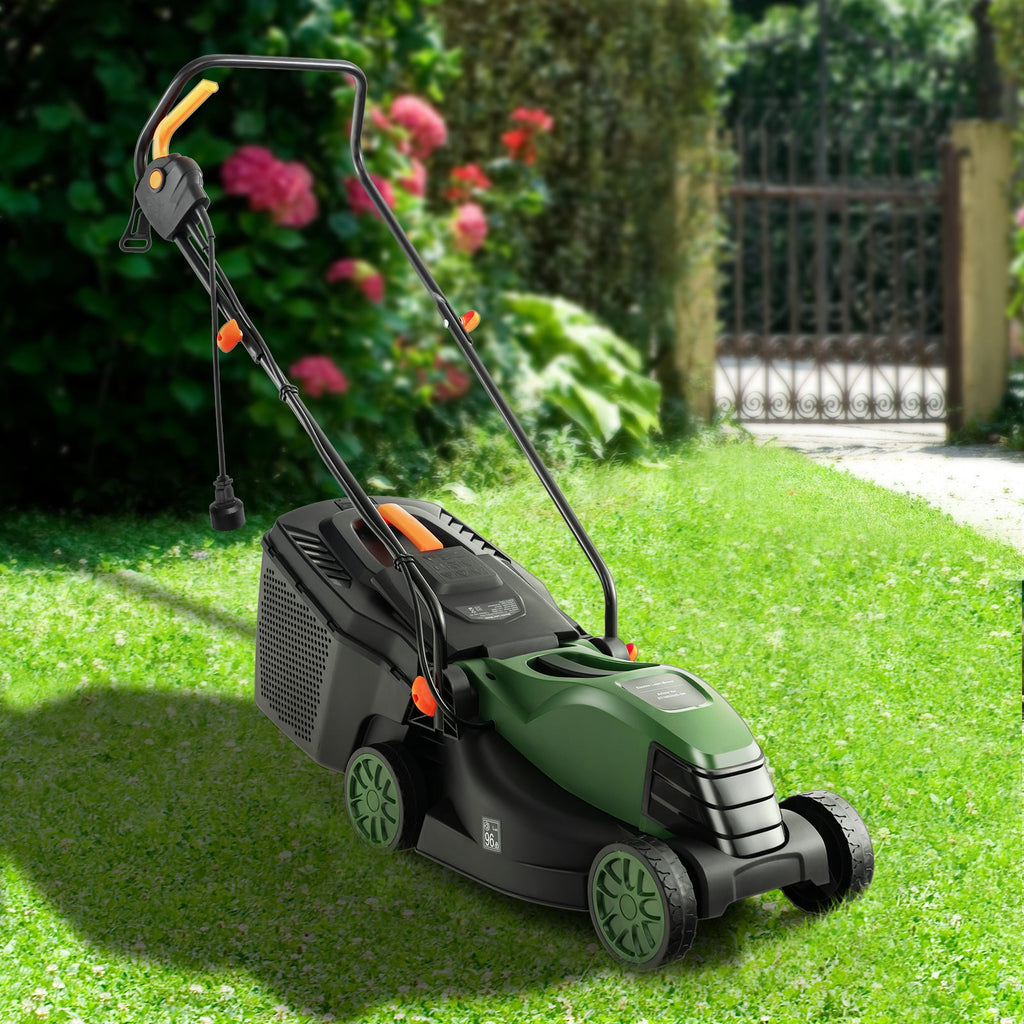 12-AMP 13.5 Inch Adjustable Electric Corded Lawn Mower with Collection Box