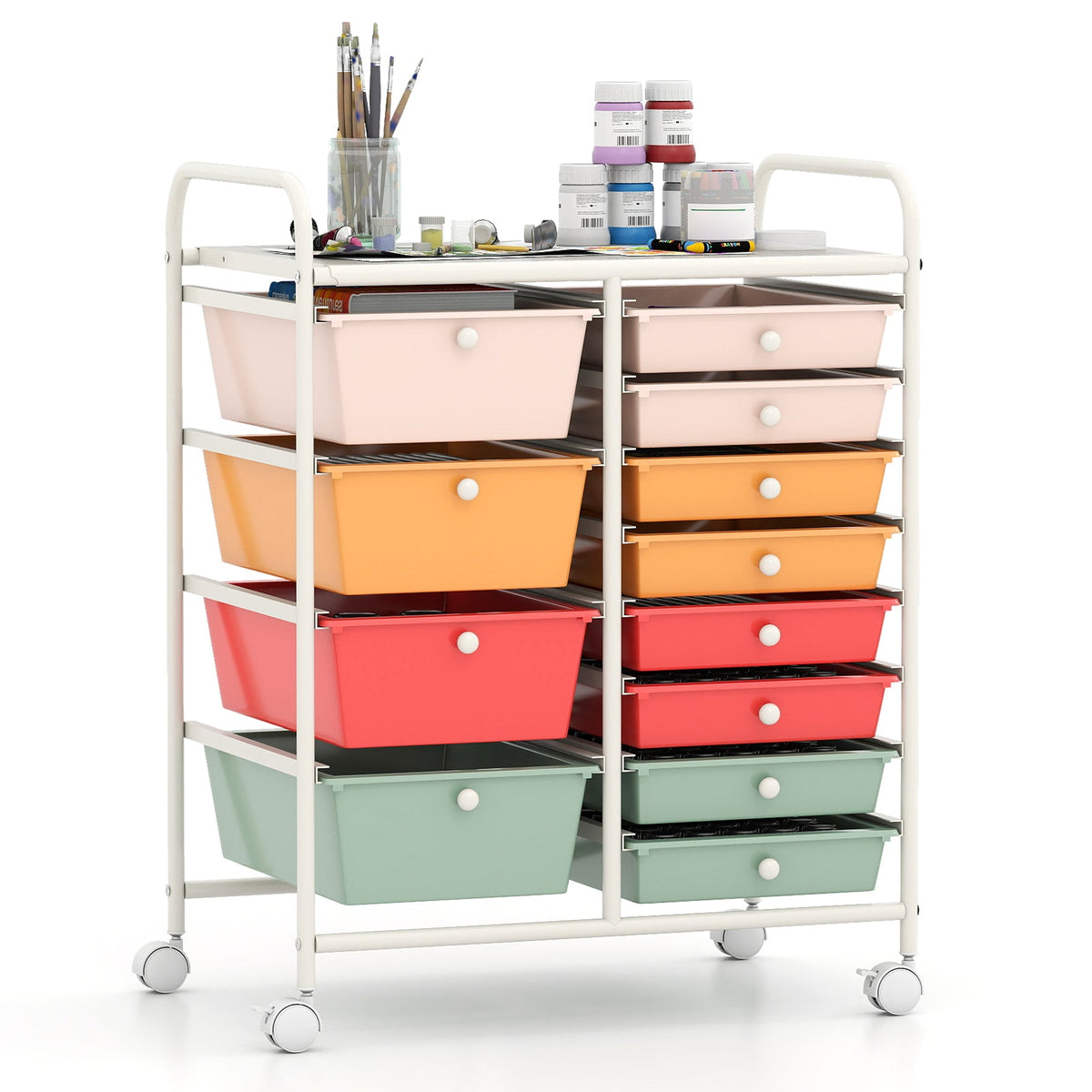 12-Drawer Utility Rolling Cart with Drawers Multi-Use Storage