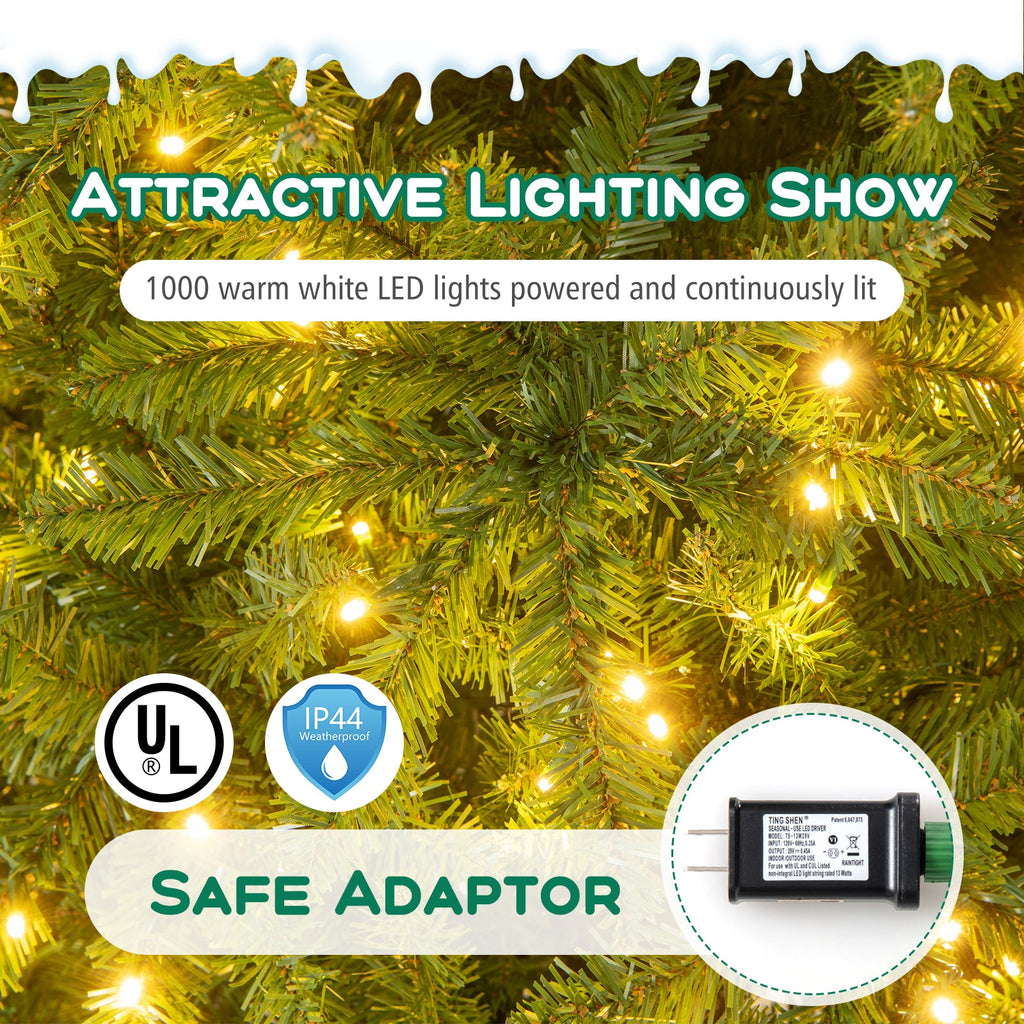 12 Feet Tall Pre-Lit Artificial Christmas Tree Outdoor Indoor Slim Pencil Tree with Lights