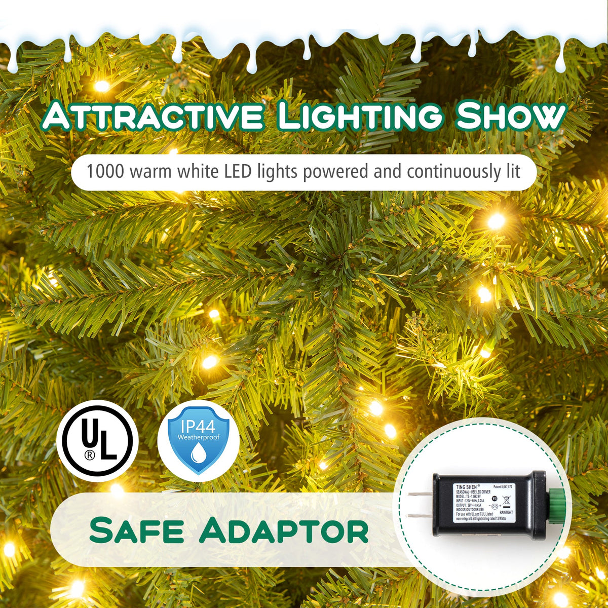 12 Feet Tall Pre-Lit Artificial Christmas Tree Outdoor Indoor Slim Pencil Tree with Lights