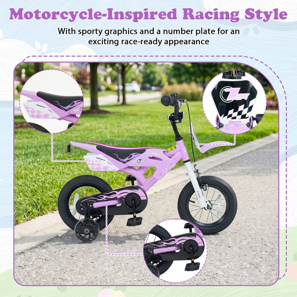 12 Inch Kids Bike with Training Wheels Ages 3-4