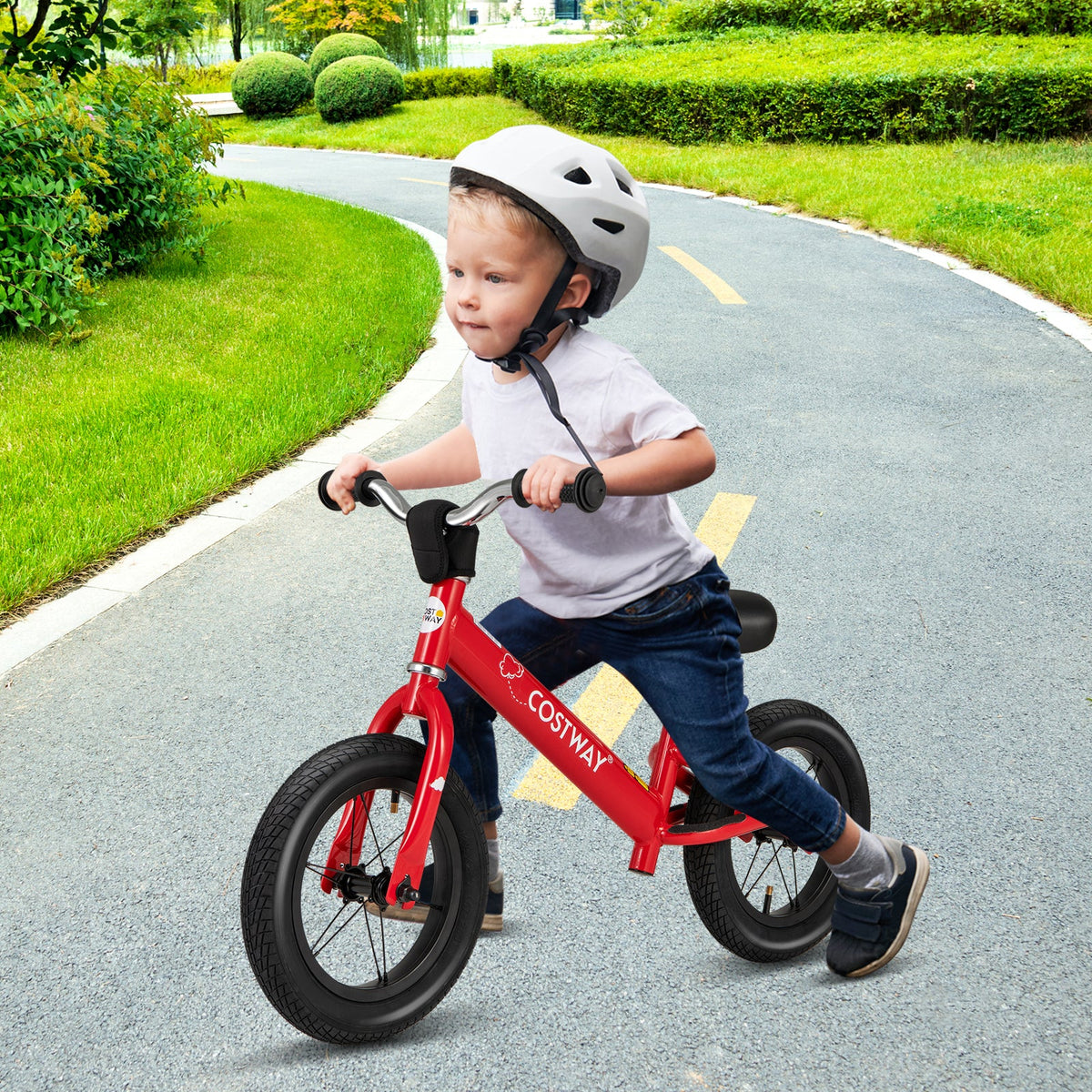 12 Inch Toddler Balance Bike with Height Adjustable Handlebar and Seat
