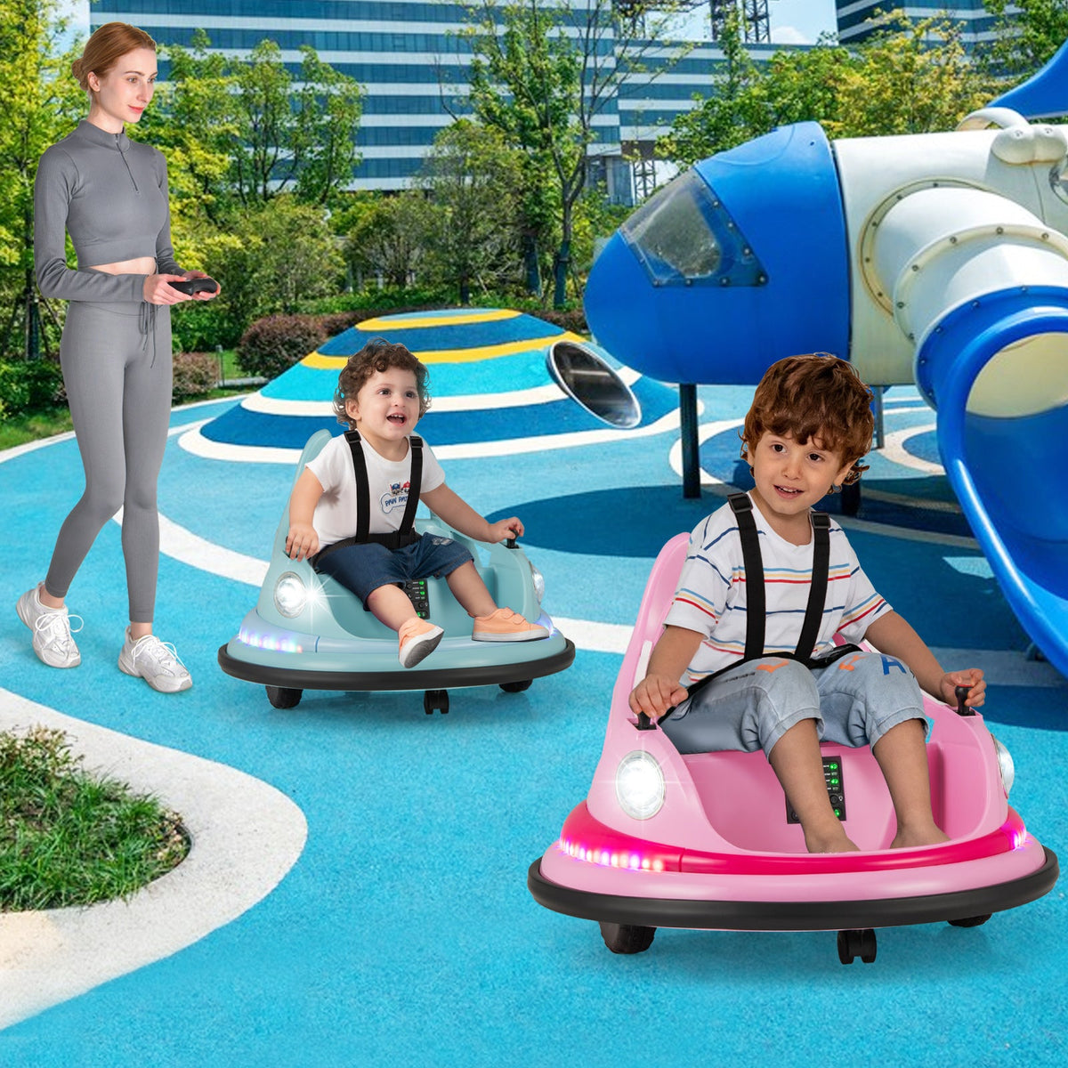 12V Kids Ride On Bumper Car with Remote Control and Dual Joysticks