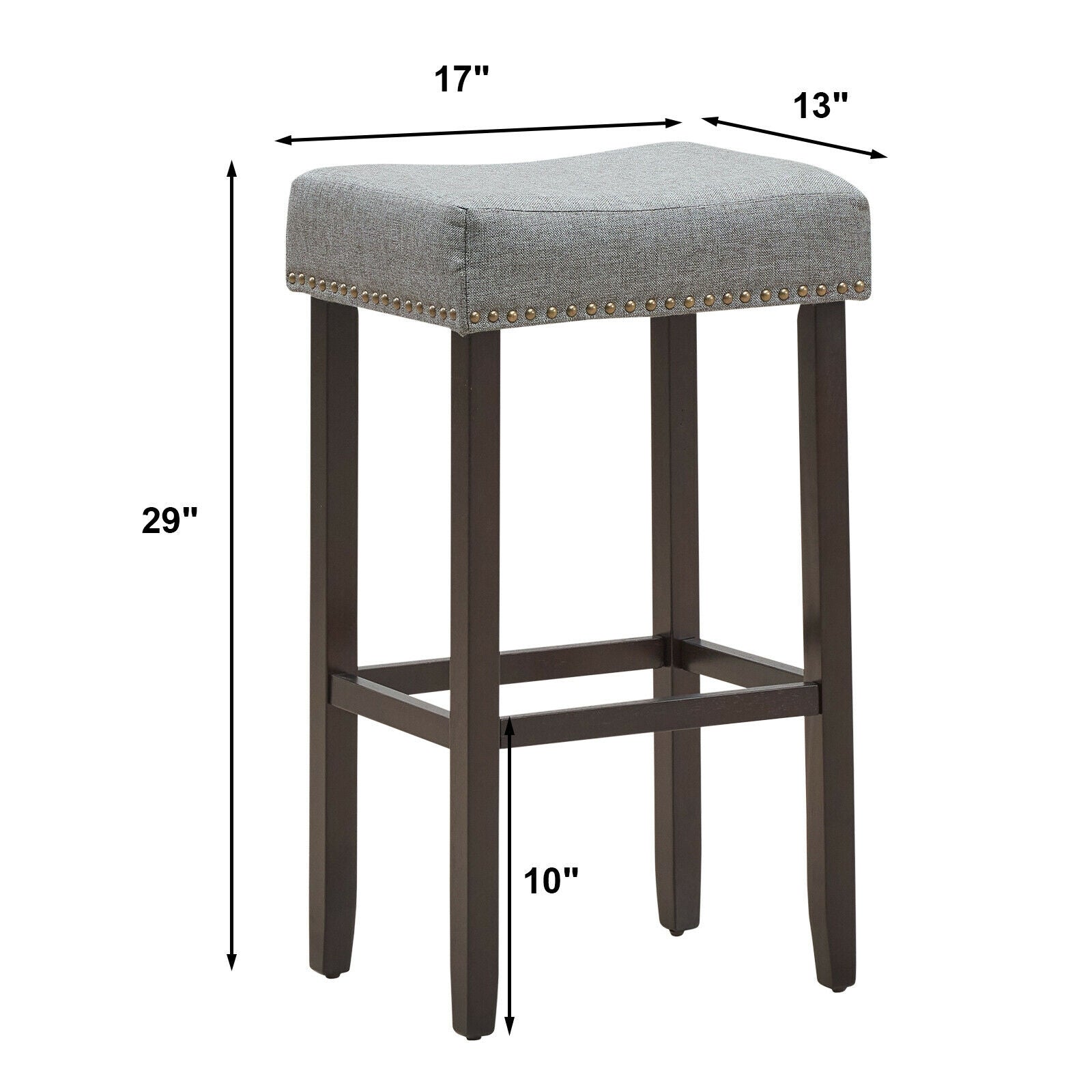 Set of 2 Nailhead Saddle Bar Stools 29 Inch Height