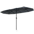 13 FT Large Patio Umbrella Outdoor Double-Sided Table Market Umbrella with Crank Handle-Beige