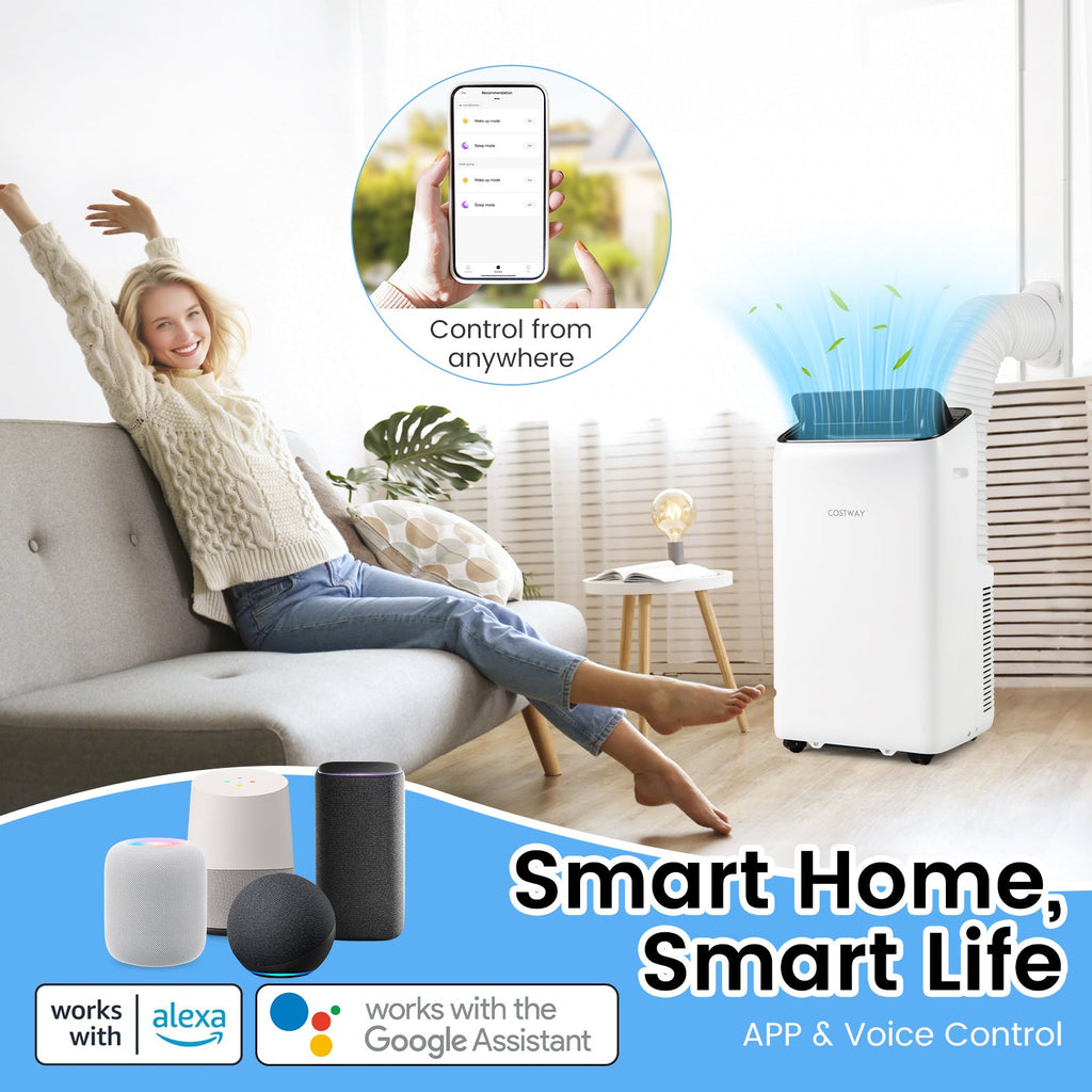 14000 BTU Inverter Portable Air Conditioner 3 in 1 Wifi Enabled AC Unit-White
