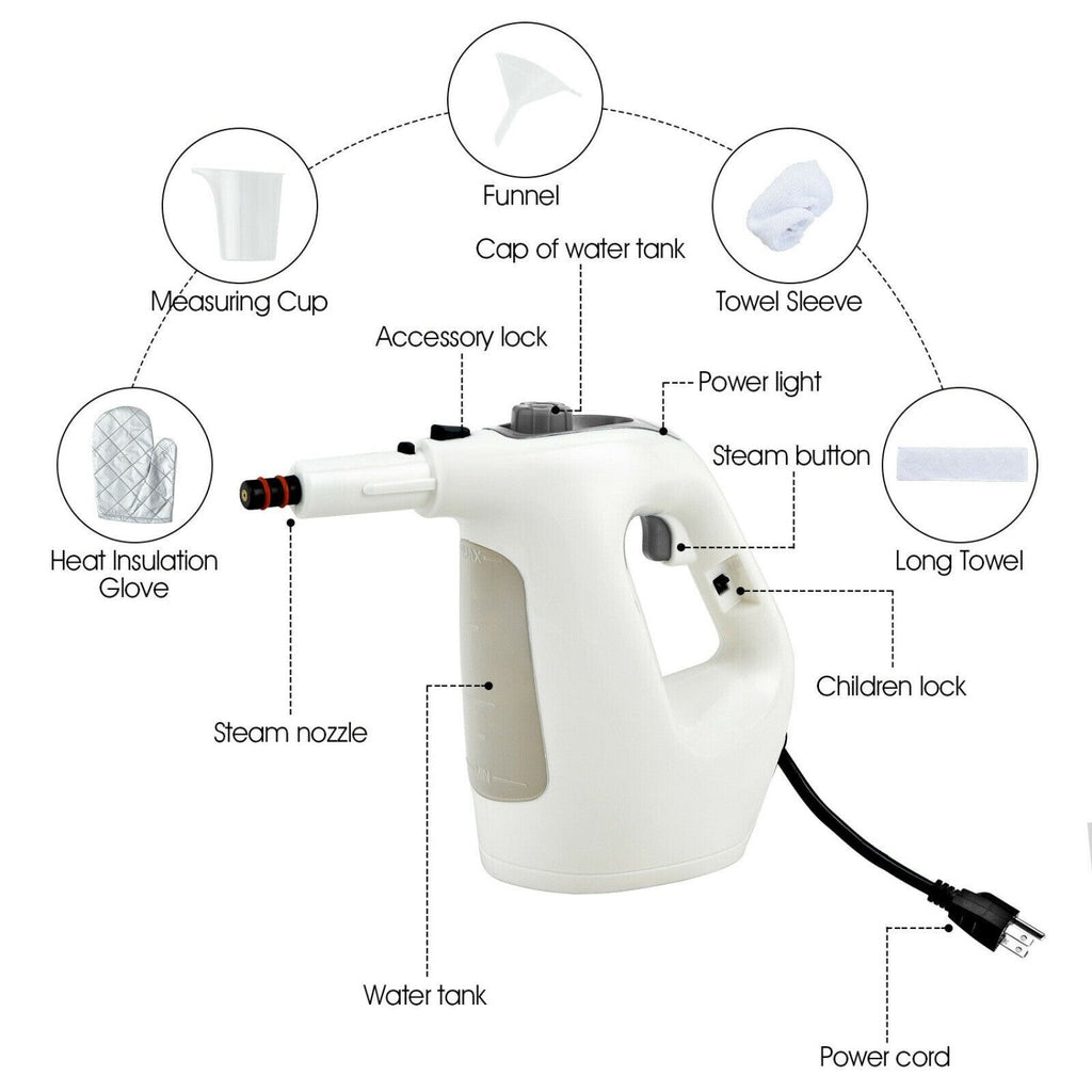 Handheld Steam Cleaner 1400W with 14-Piece Accessory Kit