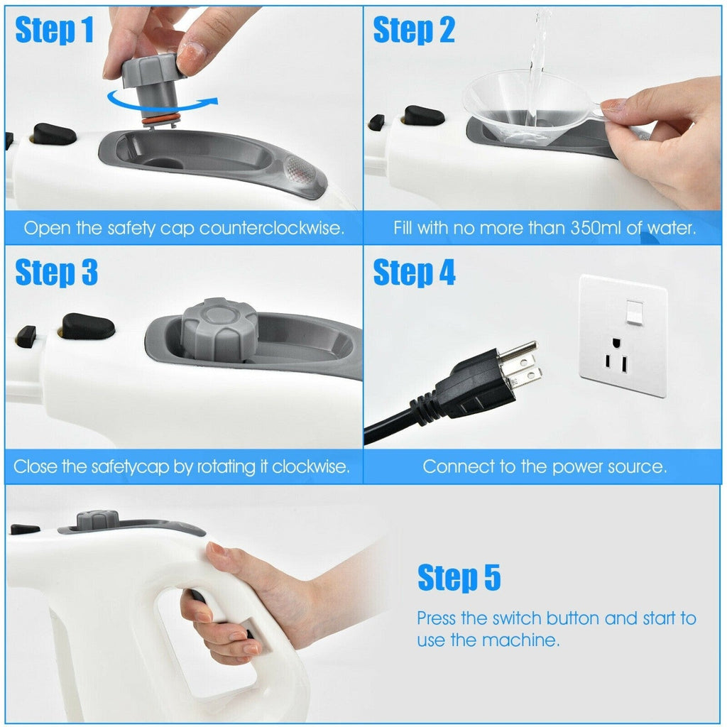 Handheld Steam Cleaner 1400W with 14-Piece Accessory Kit
