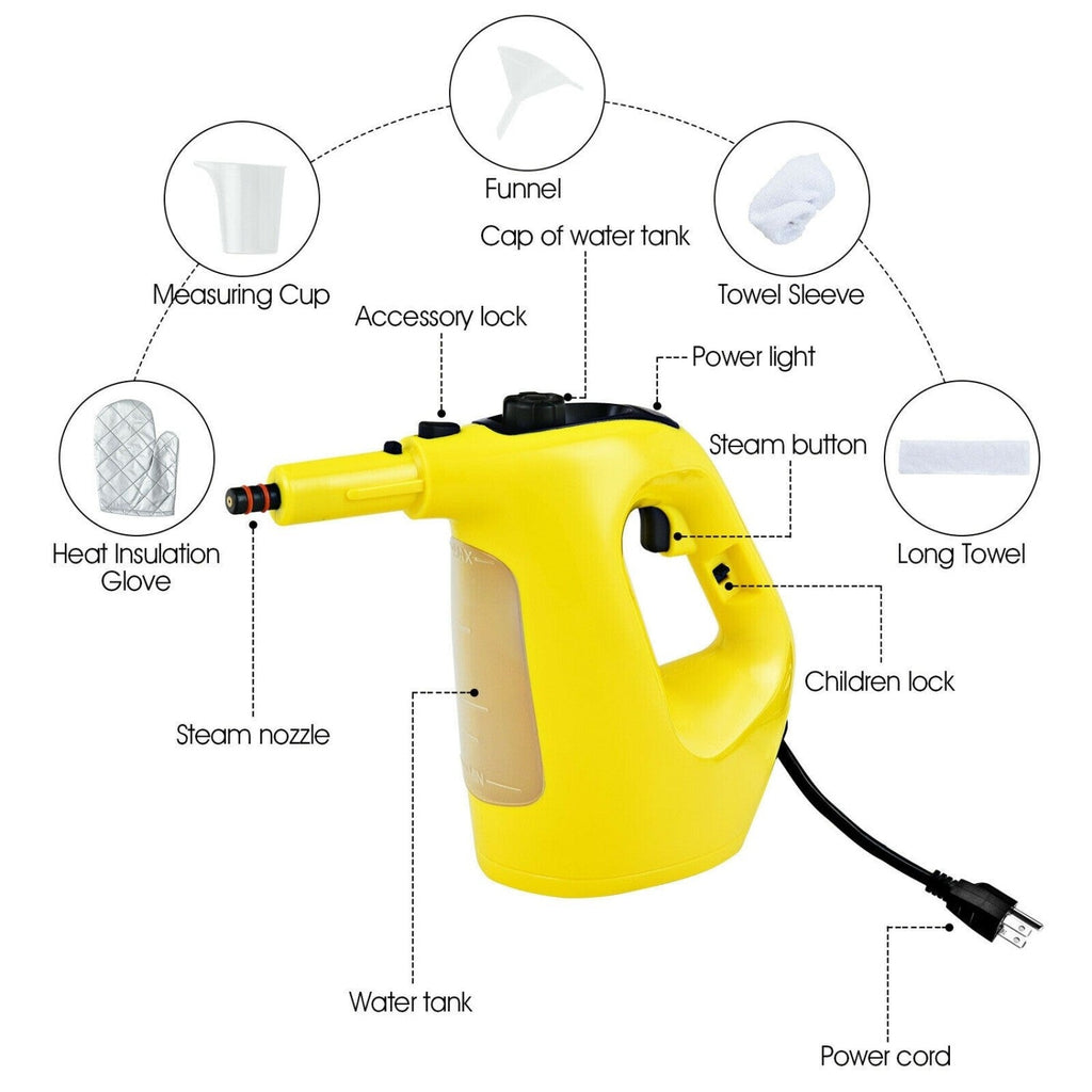 Handheld Steam Cleaner 1400W with 14-Piece Accessory Kit