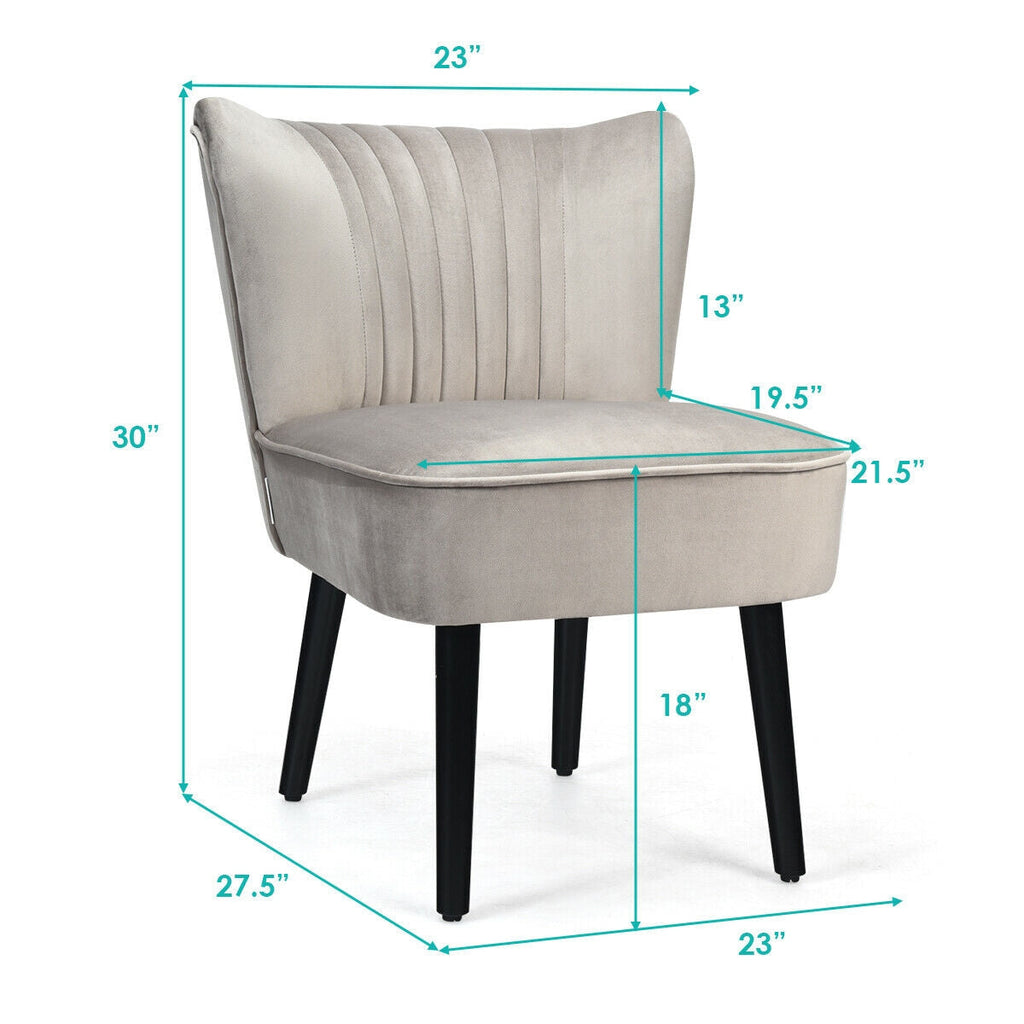 Set of 2 Upholstered Modern Leisure Club Chairs with Solid Wood Legs