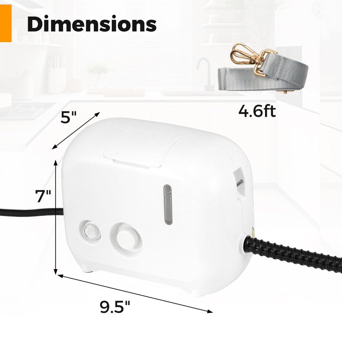 1500W Portable Steam Cleaner with 34 oz Water Tank-White