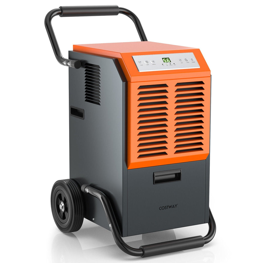 163 Pints Commercial Dehumidifier with Drain Hose and 24H Timer-Gray