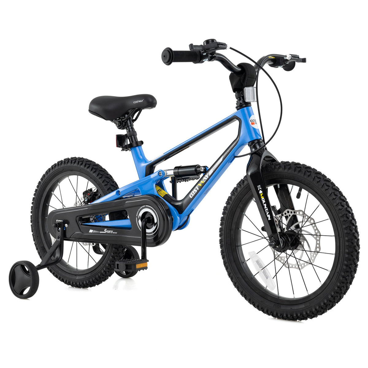 16 Inch Kids Bike Adjustable with Shock Absorber and Bell for Aged 4 to 7-16 inches