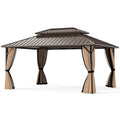 16 x 12 FT Hardtop Gazebo Outdoor Pergola for Patio Garden Deck Lawn Backyard Party Tent-Coffee