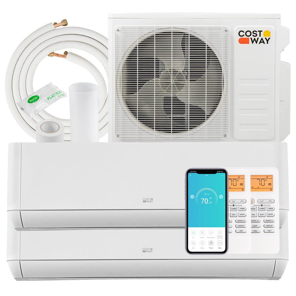 18000 BTU 2 Zone 22 SEER2 Mini Split AC with Heat Pump