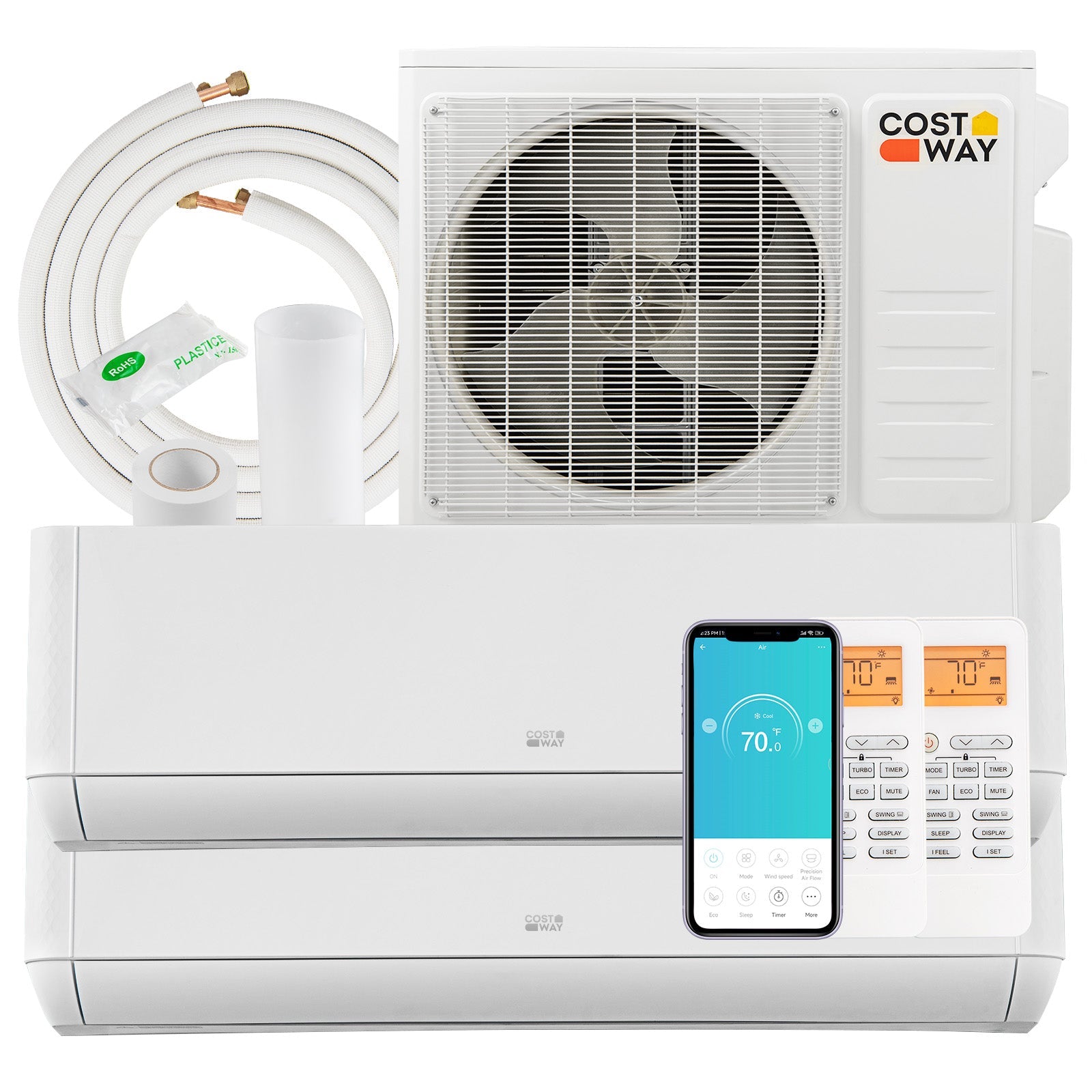 18000 BTU 2 Zone 22 SEER2 Mini Split AC with Heat Pump
