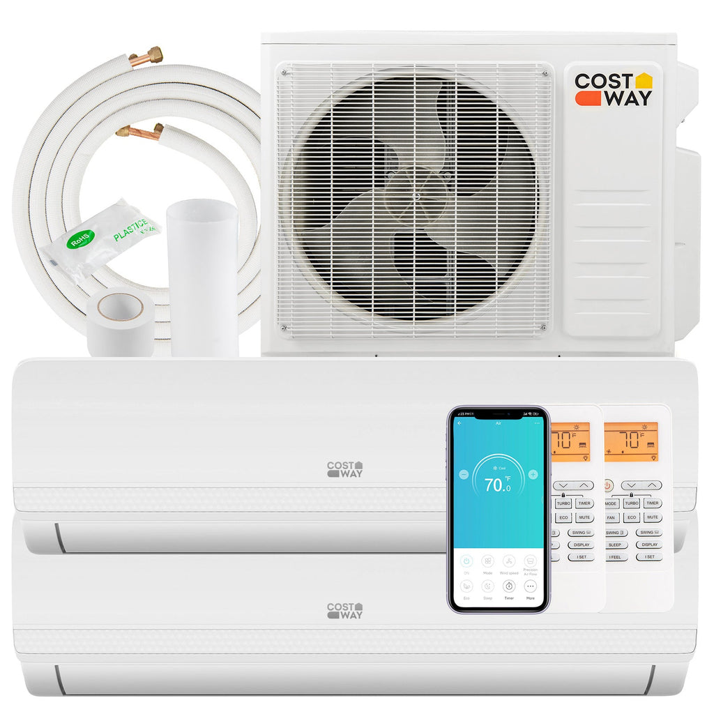 18000 BTU 2 Zone 20 SEER2 Mini Split AC with Heat Pump